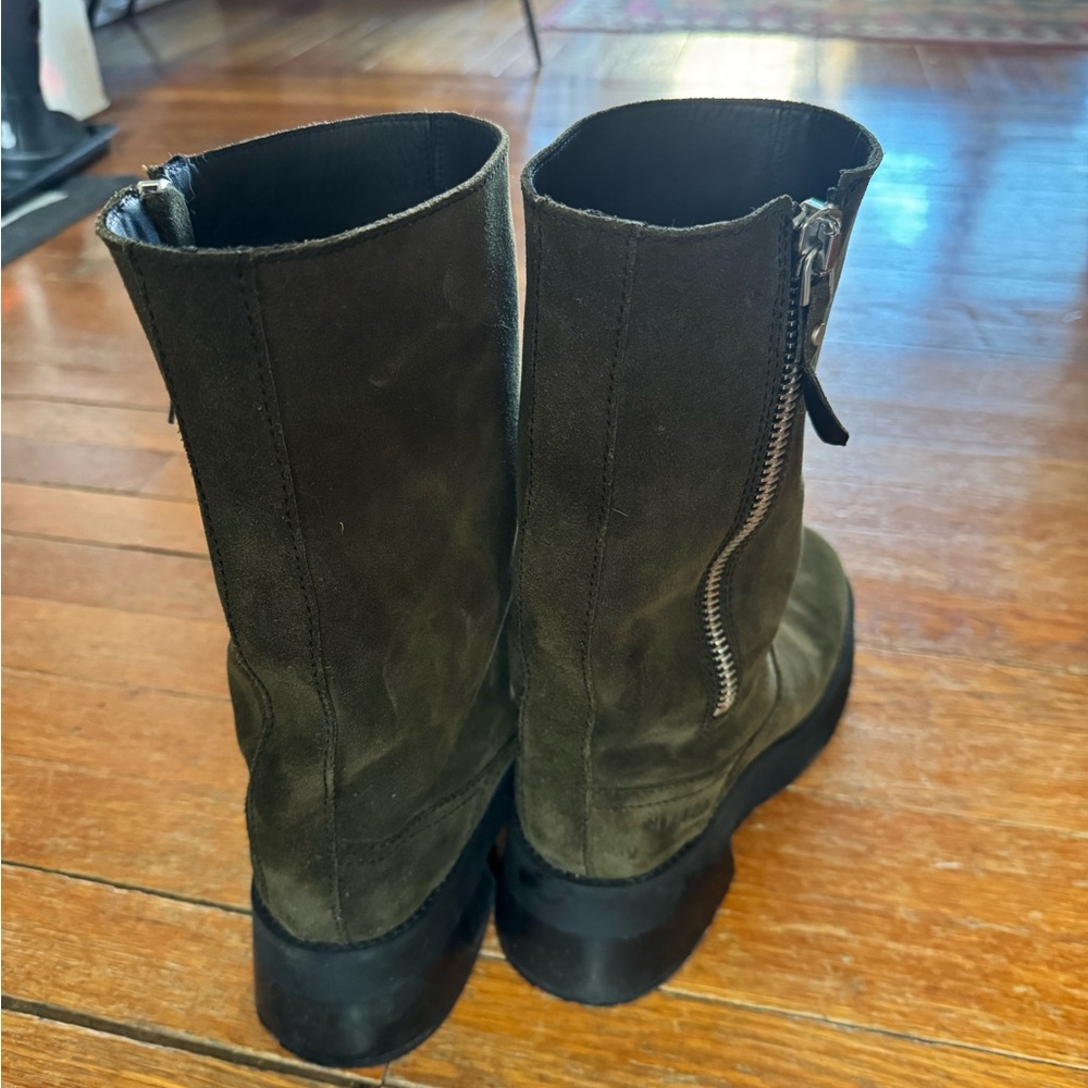 Miista Gunda Dark Green Suede Heeled Boots in box - Picture 6 of 9
